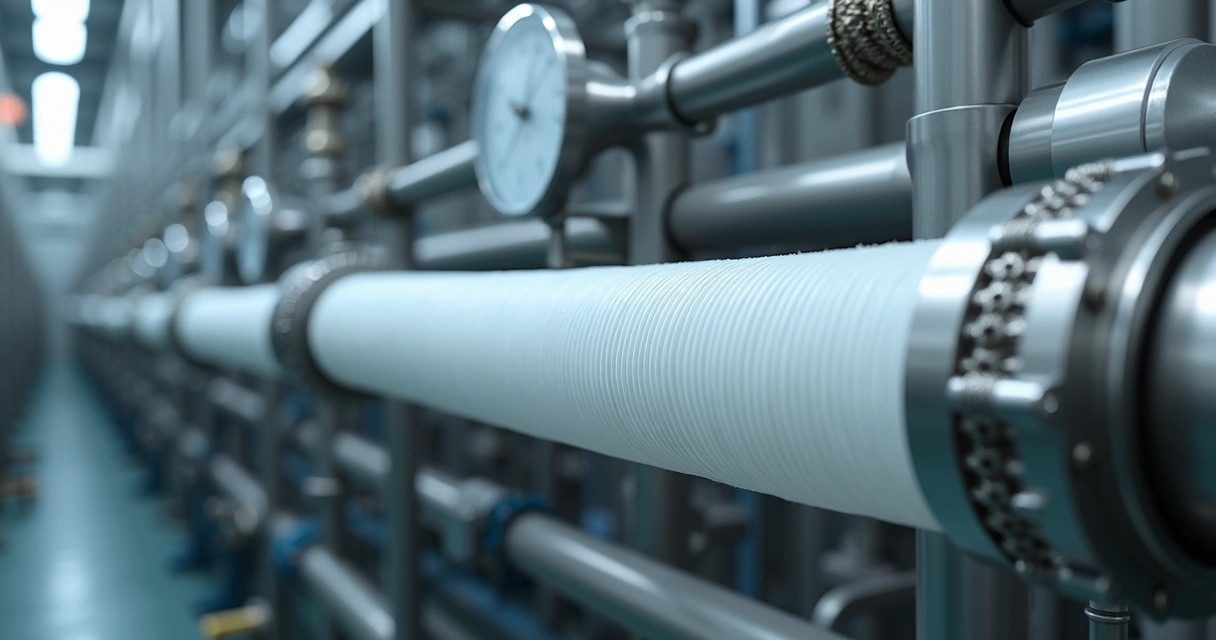 Mangueira corrugada de PTFE em linha industrial 