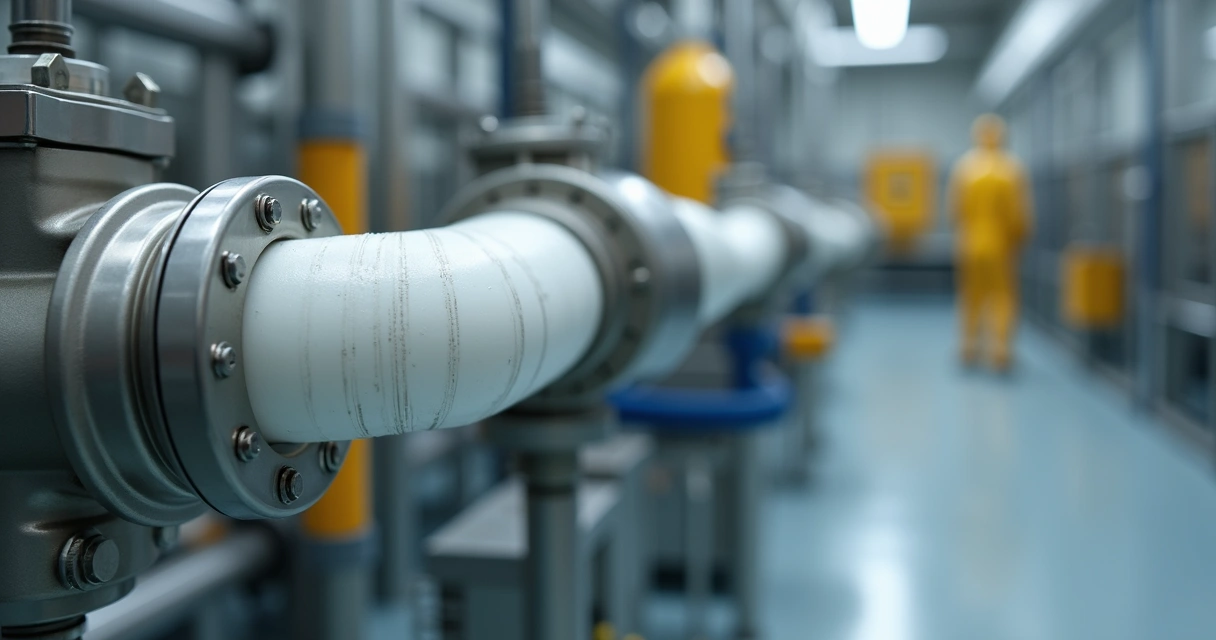 Mangueira de PTFE em linha industrial química 