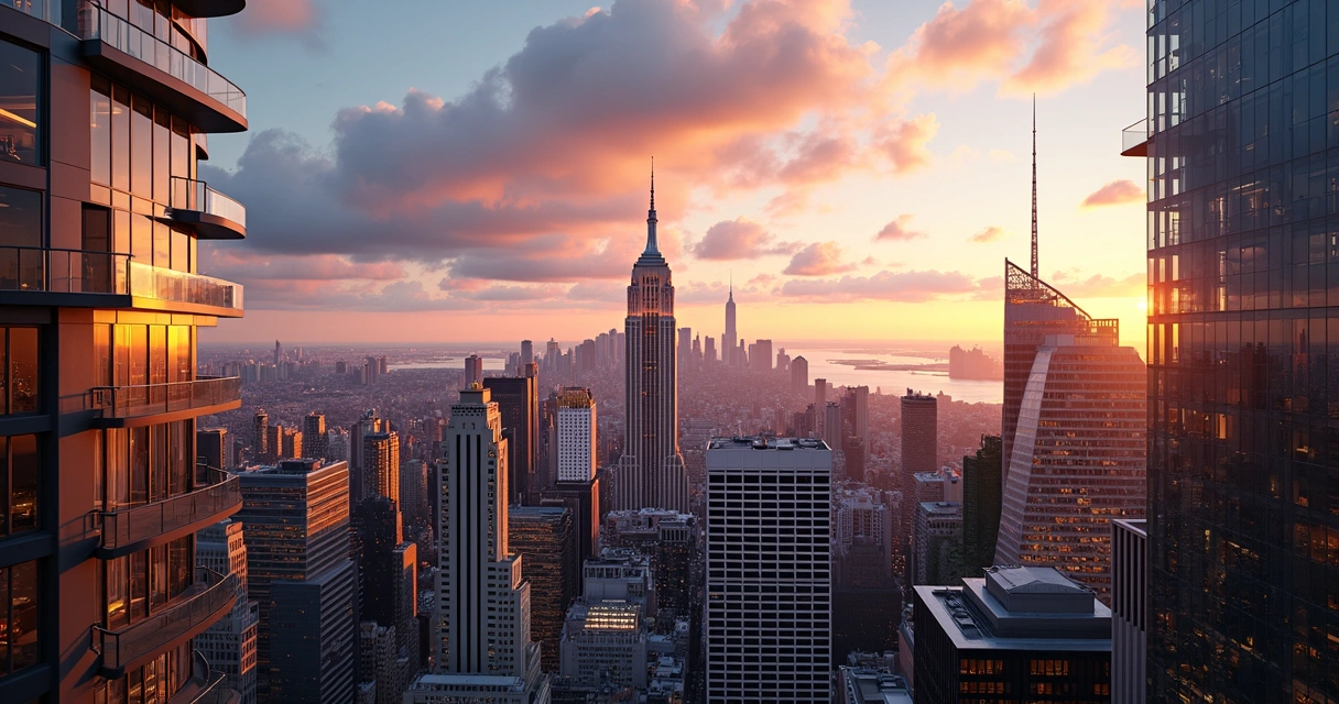 View of Manhattan luxury condos and skyline 