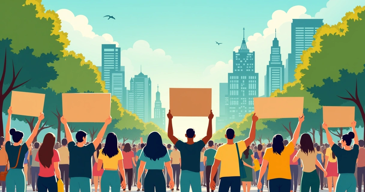 Manifestantes segurando faixas sobre anistia em um ato político 