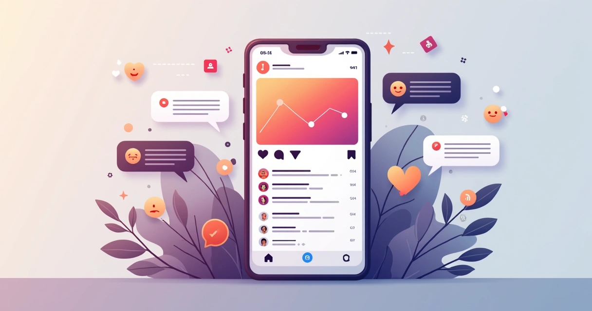 Ilustração de feed do Instagram com comentários suspeitos destacados 