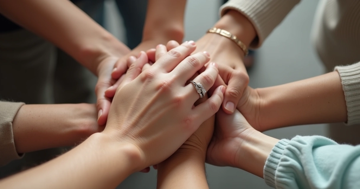Manos unidas en gesto de apoyo emocional y vínculo