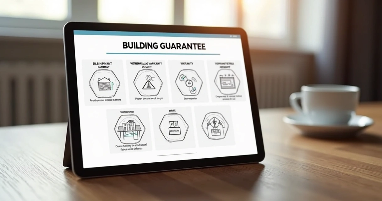 Manual digital aberto com informações de garantia em tela de tablet 