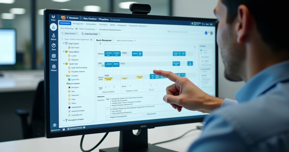Tela de computador mostrando manual digital com calendário de manutenção e prazos de garantia 