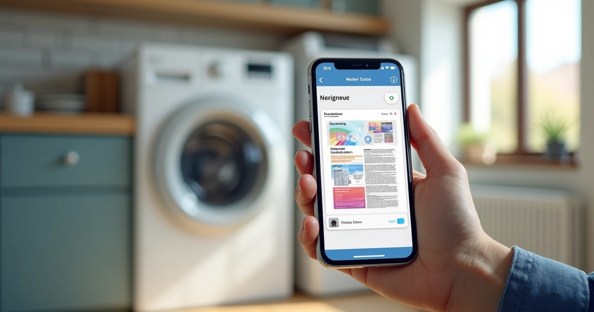 Pessoa acessa manual de eletrodoméstico no celular 