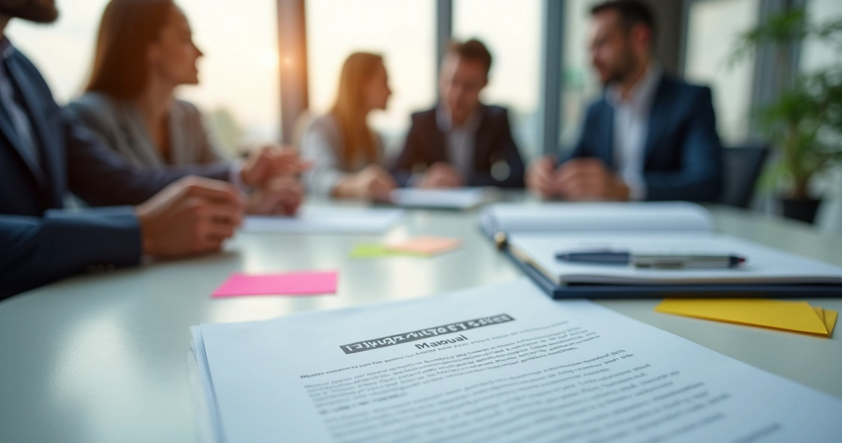 Manual de ética aberto sobre uma mesa de escritório 