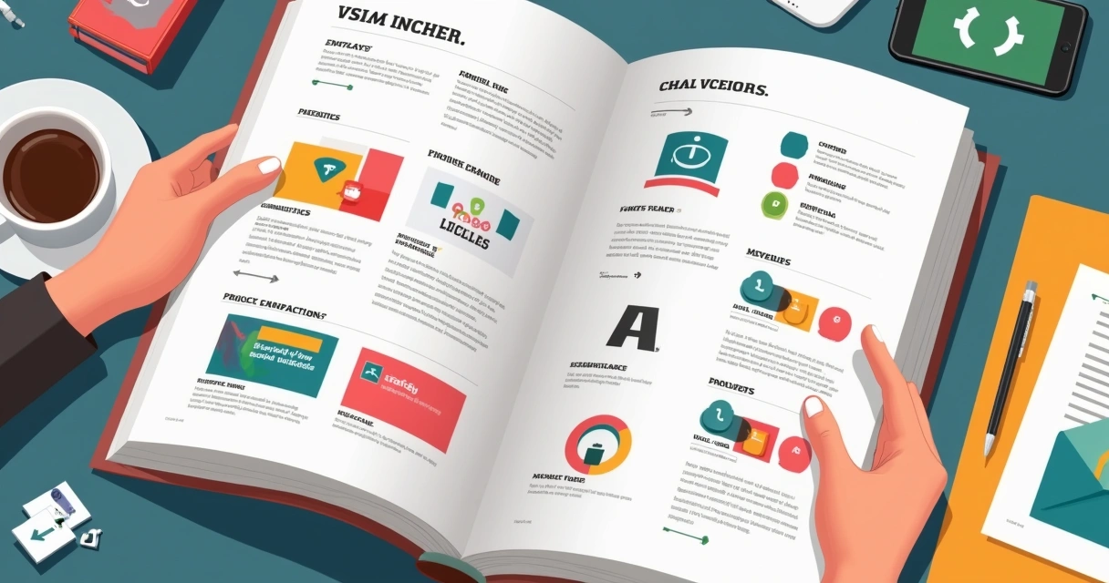 Manual de identidade visual aberto, mostrando regras e exemplos de uso do logo 