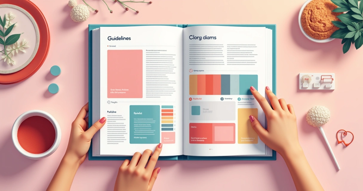 Exemplo de páginas internas de um manual de identidade visual com diretrizes e exemplos de aplicação 