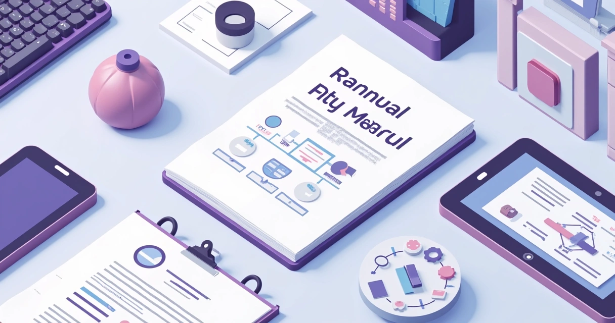 Manual e playbook impressos com ícones de parcerias B2B 