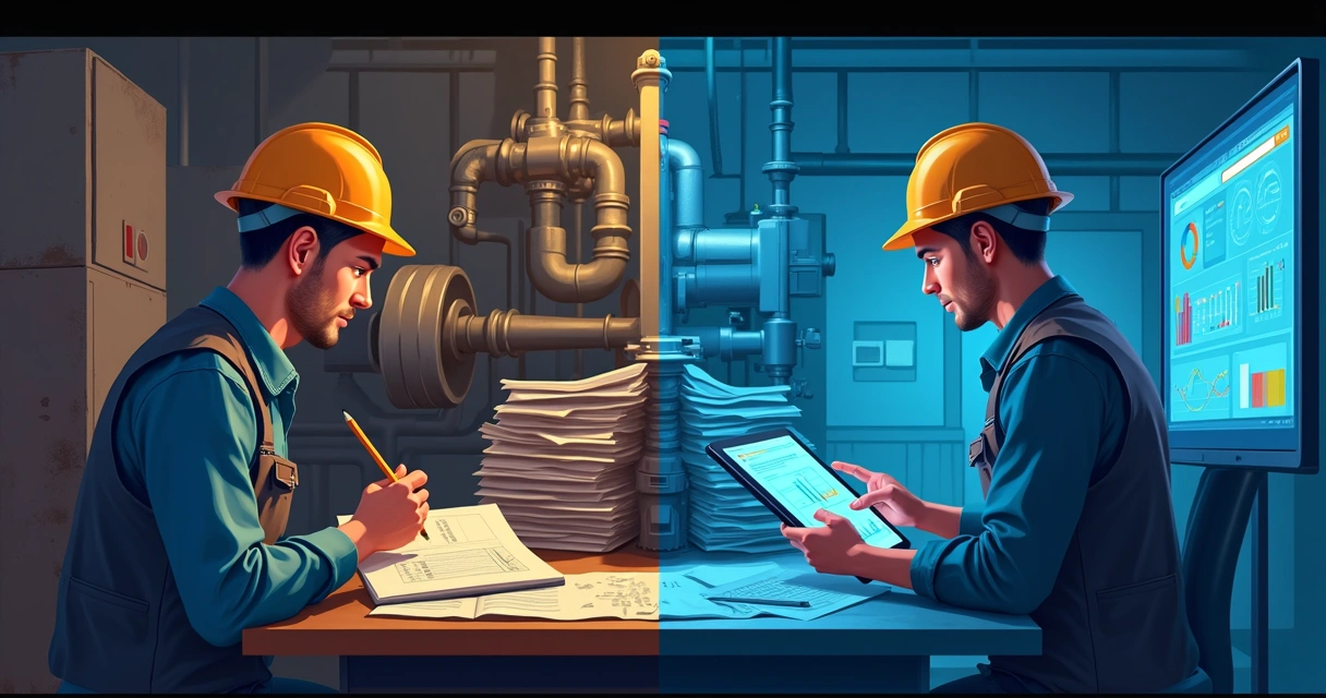 Comparison of manual logbook and digital analytics for plant maintenance. 