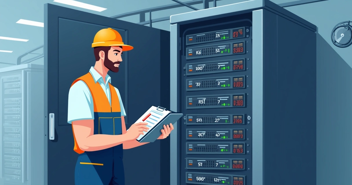 Técnico realizando manutenção em ar-condicionado de precisão 