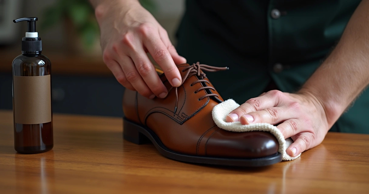 Higienização de sapato Derby de couro 