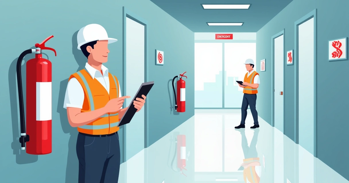 Manutenção de extintores e verificação de sinalização de emergência 