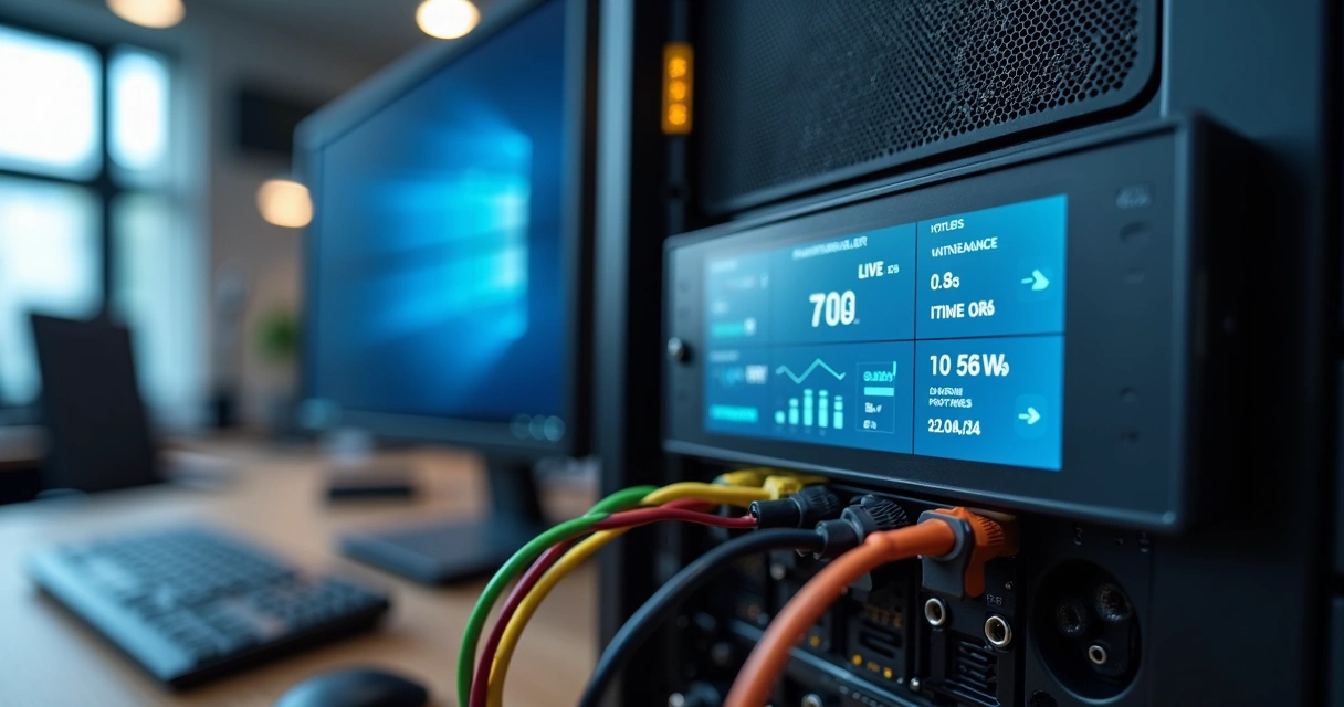Sensor IoT monitorando equipamento corporativo. 