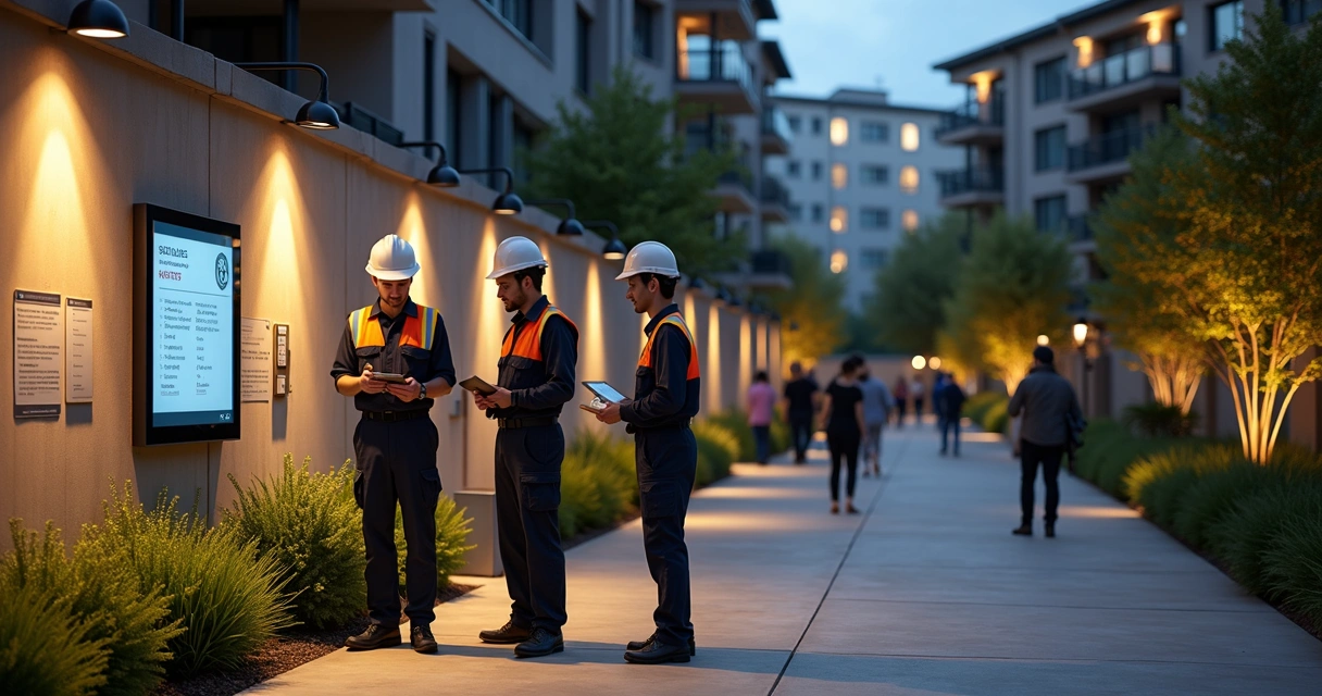 Equipe realizando manutenção preventiva em área comum de condomínio 