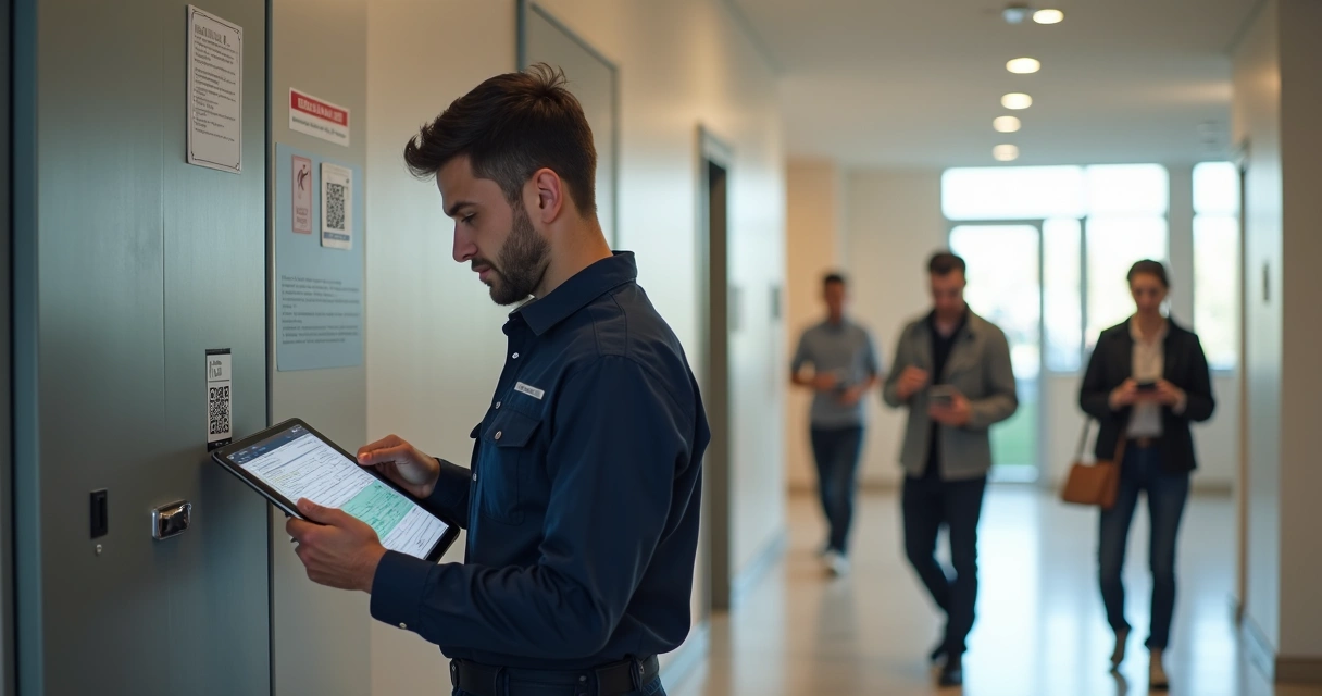 Técnico realizando manutenção preventiva em condomínio residencial 