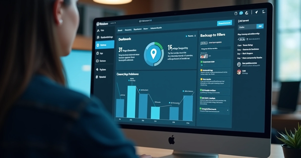 Técnico analisa segurança em dashboard WordPress 