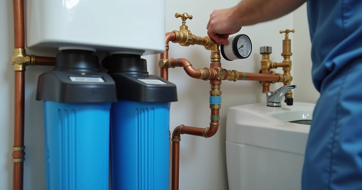 Sistema doméstico de filtragem e tubagens de água