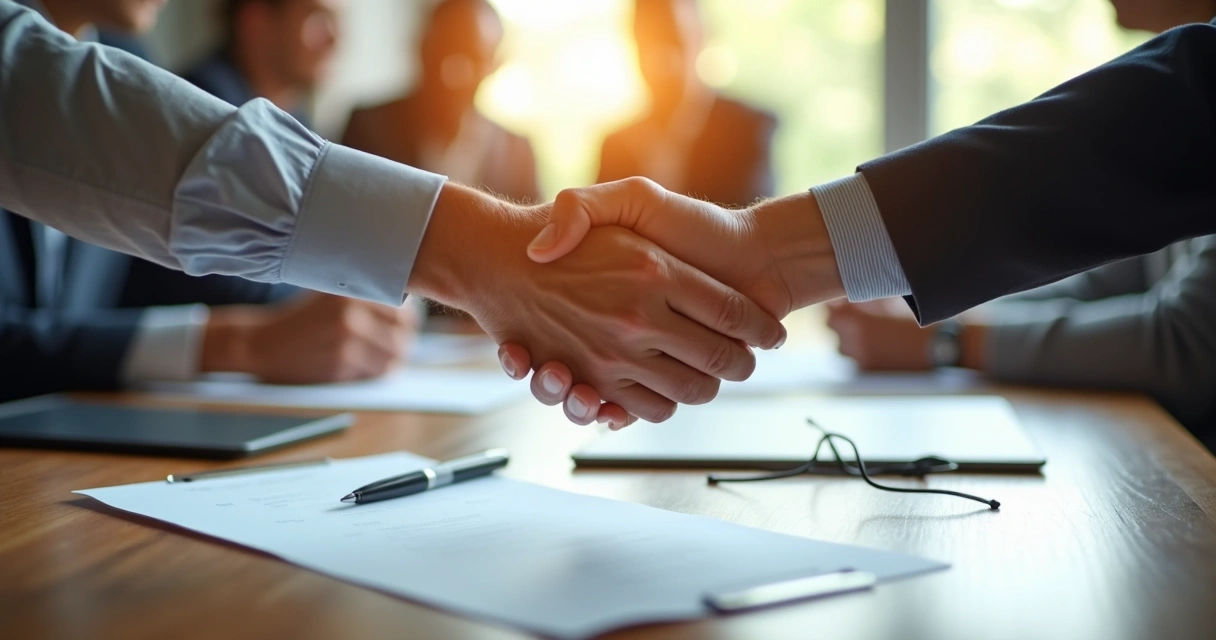 Duas mãos se cumprimentando em sinal de acordo