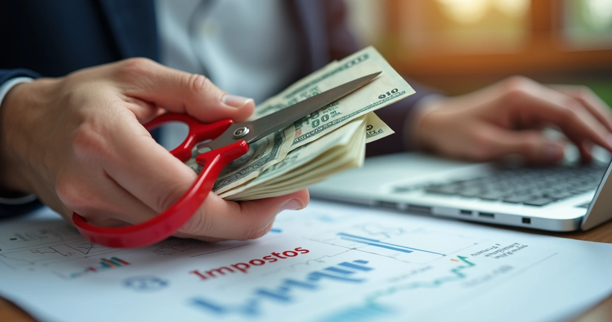 Mão segurando dinheiro restante após impostos em exit de startup 