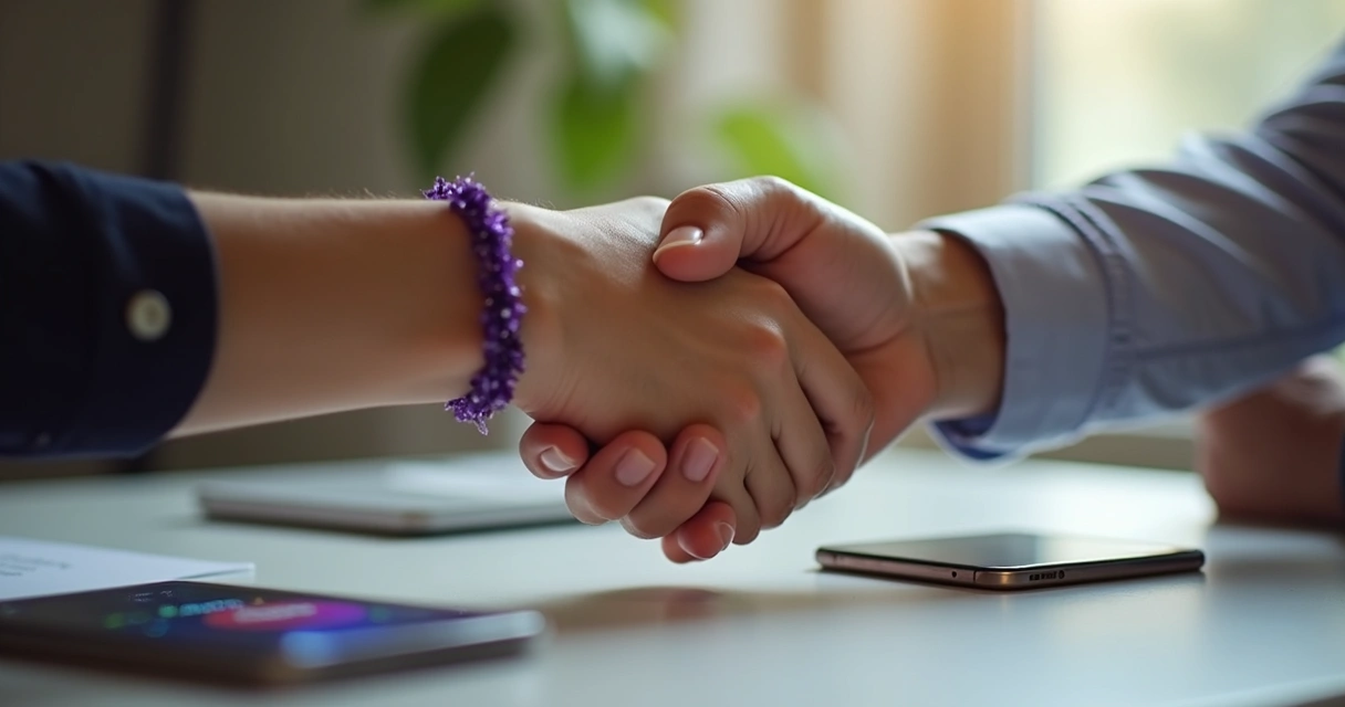 Aperto de mão representando experiência do cliente 