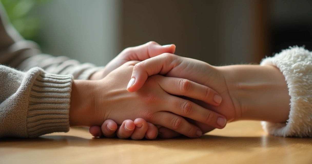 Duas mãos em gesto de apoio e acolhimento 