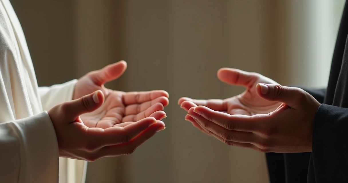 Mãos próximas em gesto de respeito mútuo