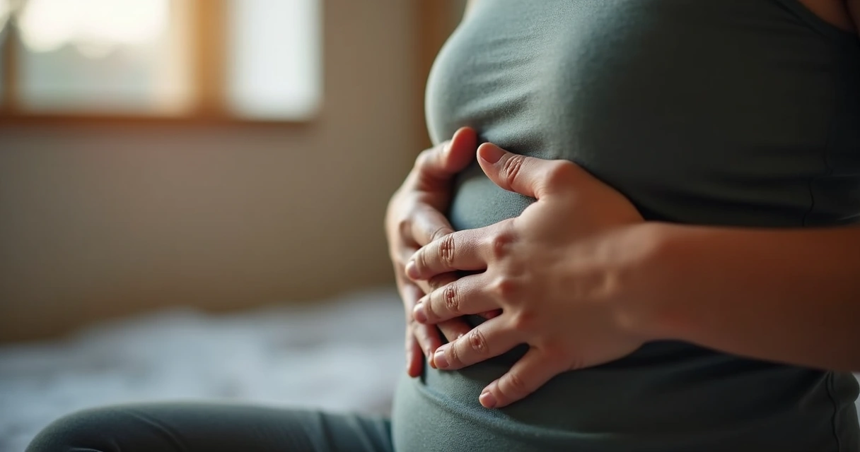 Mãos de uma pessoa sobre o peito enquanto respira profundamente