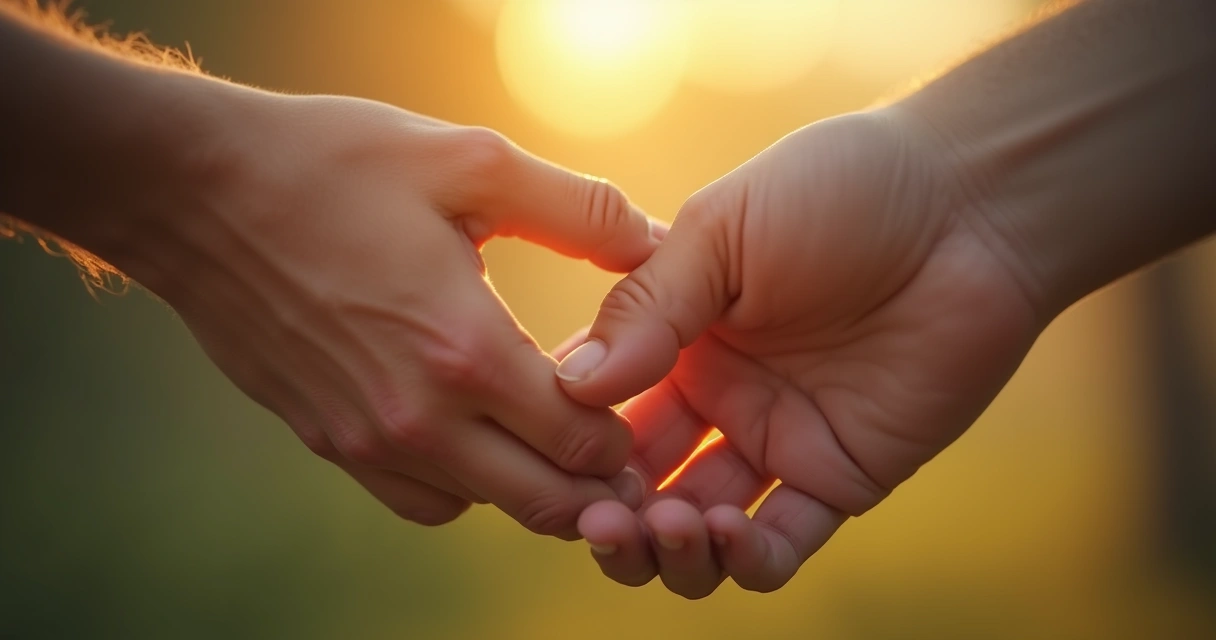 Duas mãos se tocando em sinal de reconciliação 