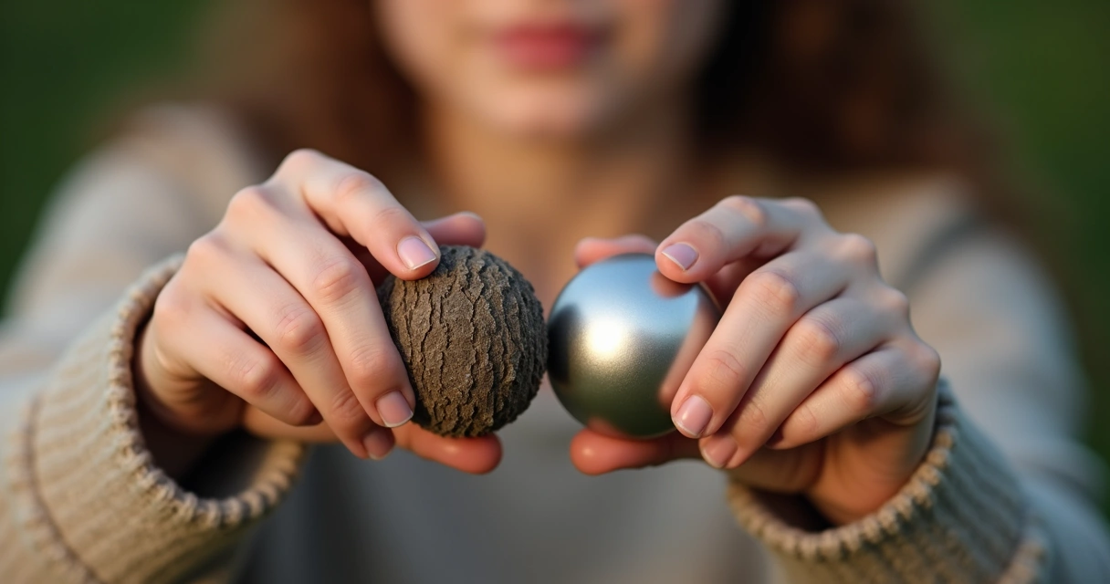 Mãos explorando diferentes superfícies com olhos fechados