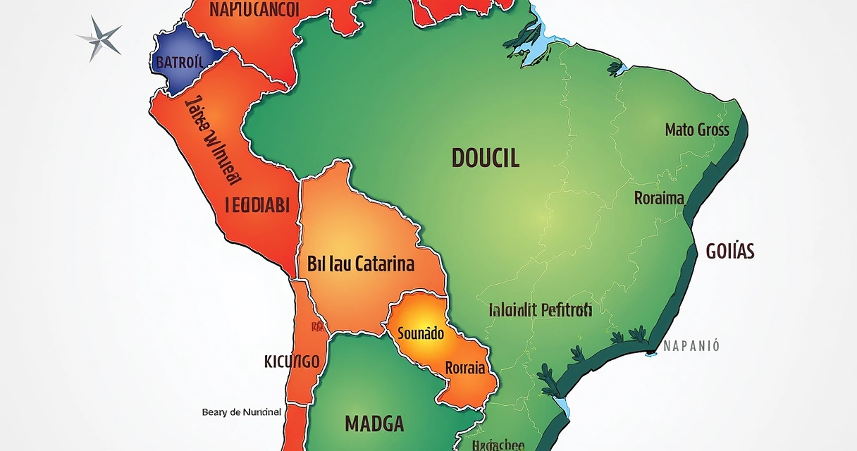 Mapa do Brasil destacando estados com 100% de adesão à NFS-e Nacional em tons vibrantes 