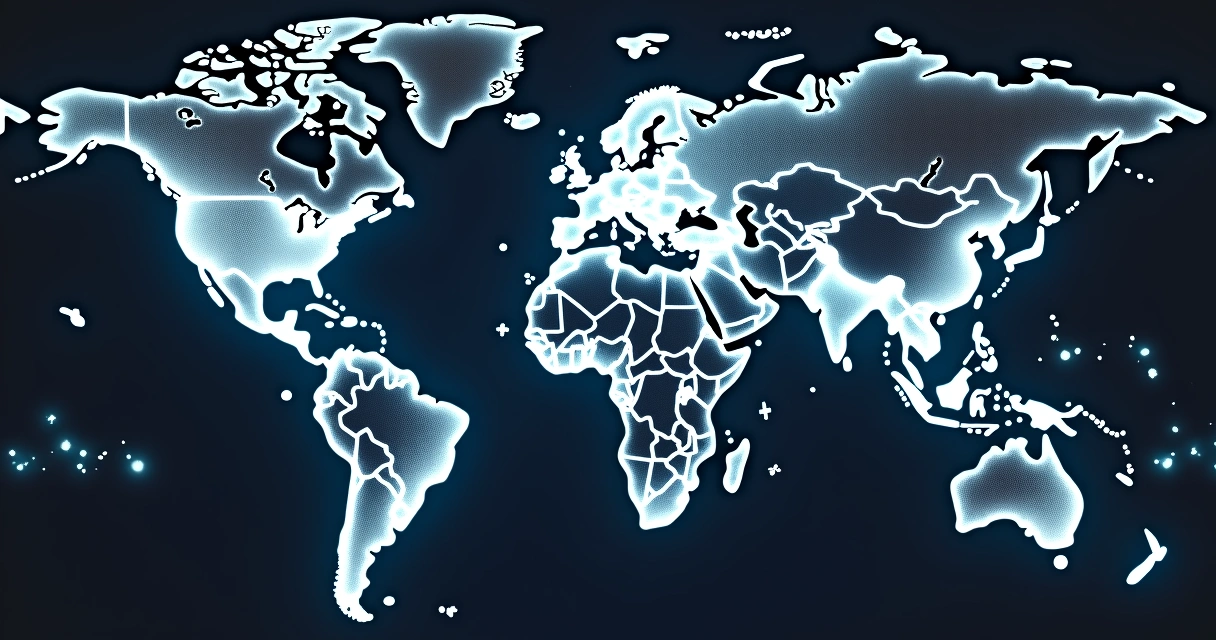 Mapa estilizado mostrando conexões entre América Latina e Europa. 