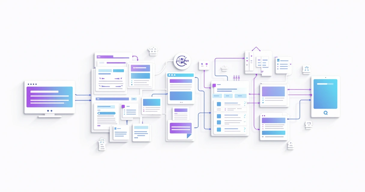 Diagrama de arquitetura de site com divisões claras de seções 