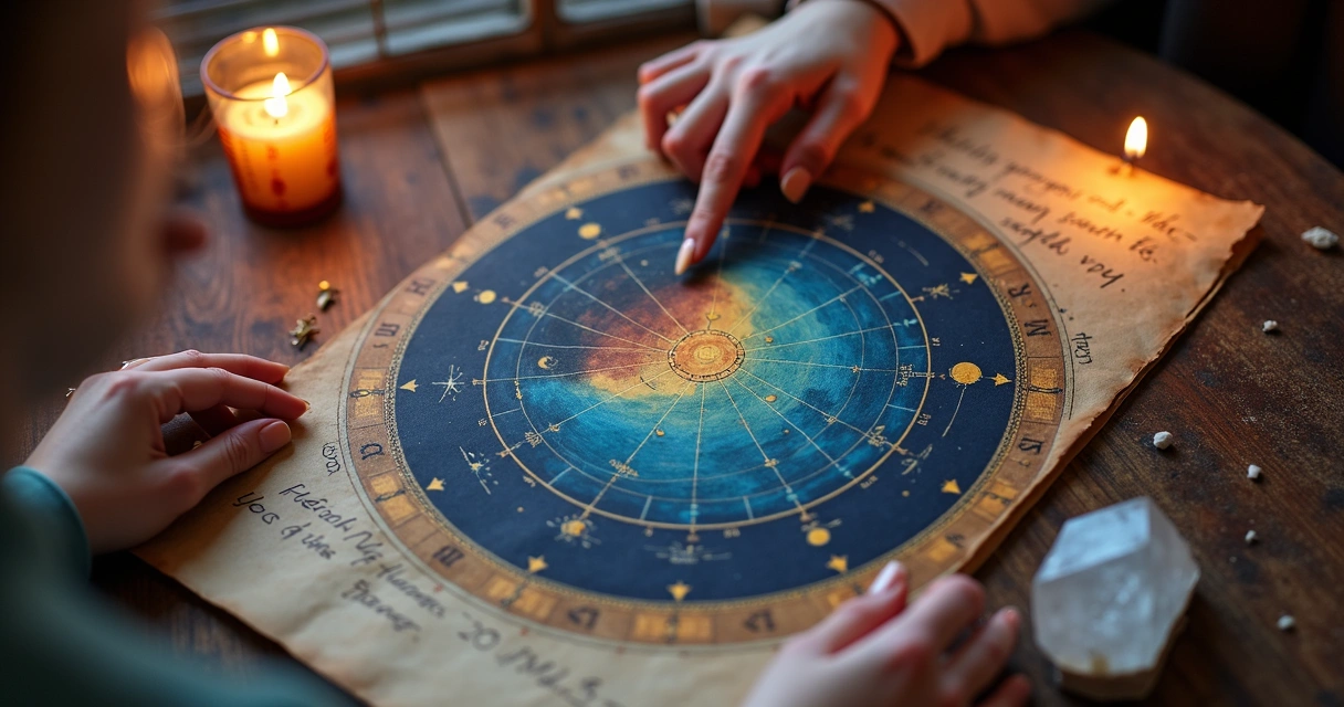 Mapa astral com destaques coloridos nos nodos lunares e planetas retrógrados 