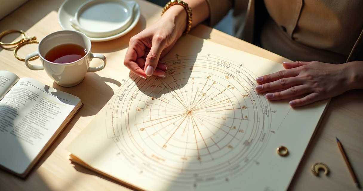 Mapa astral com destaque para os nodos lunares 