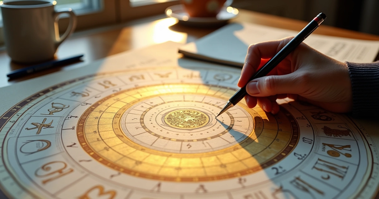 Mapa astral colorido com destaque na casa 10 