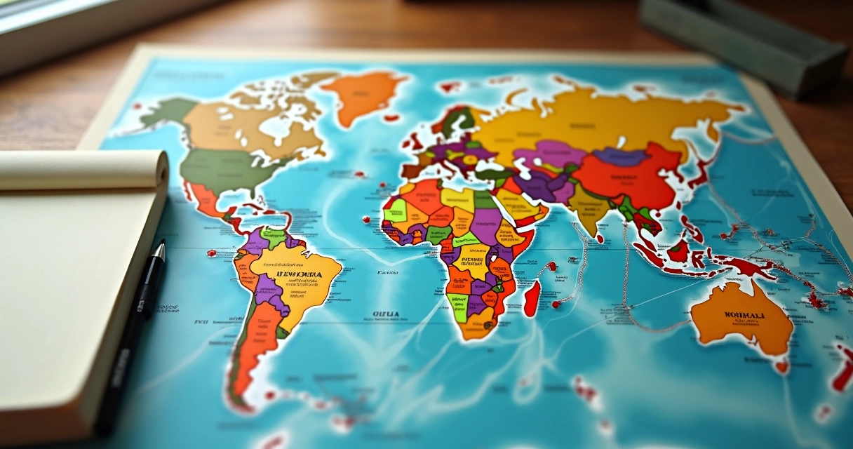 Mapa com linhas de astrocartografia mundial 