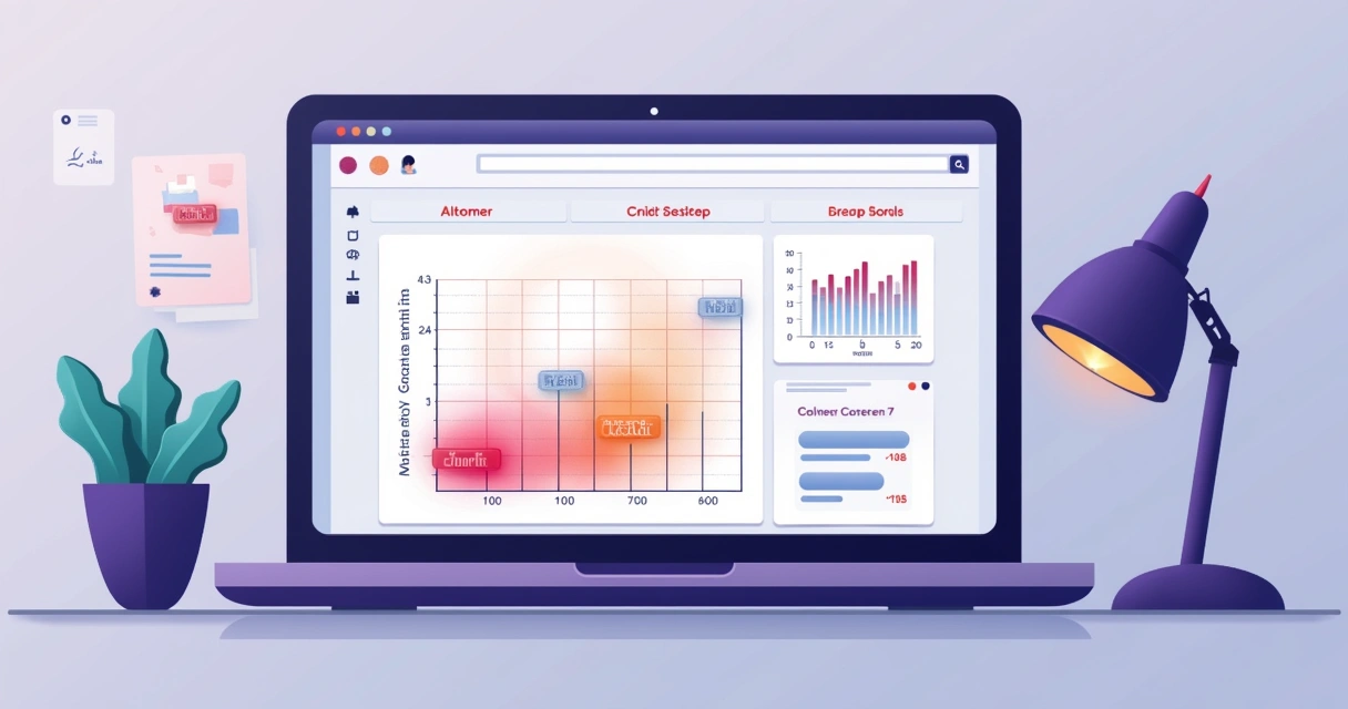 Tela de landing page com mapa de calor sobre botões e áreas de clique