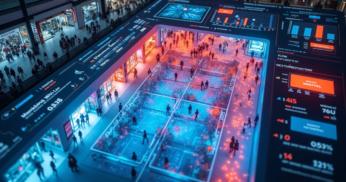 Dashboard com mapa de calor digital de um shopping 