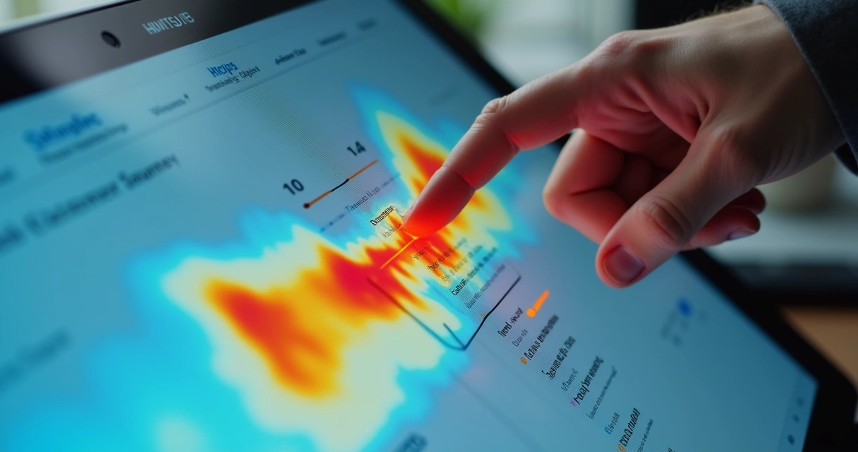 Mapa de calor em tela de jornada digital do cliente 