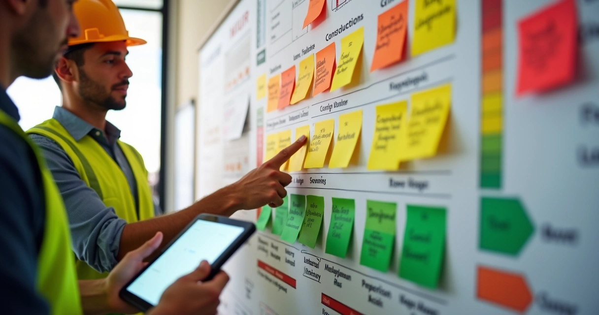 Mapa de calor de riscos em matriz para obra 