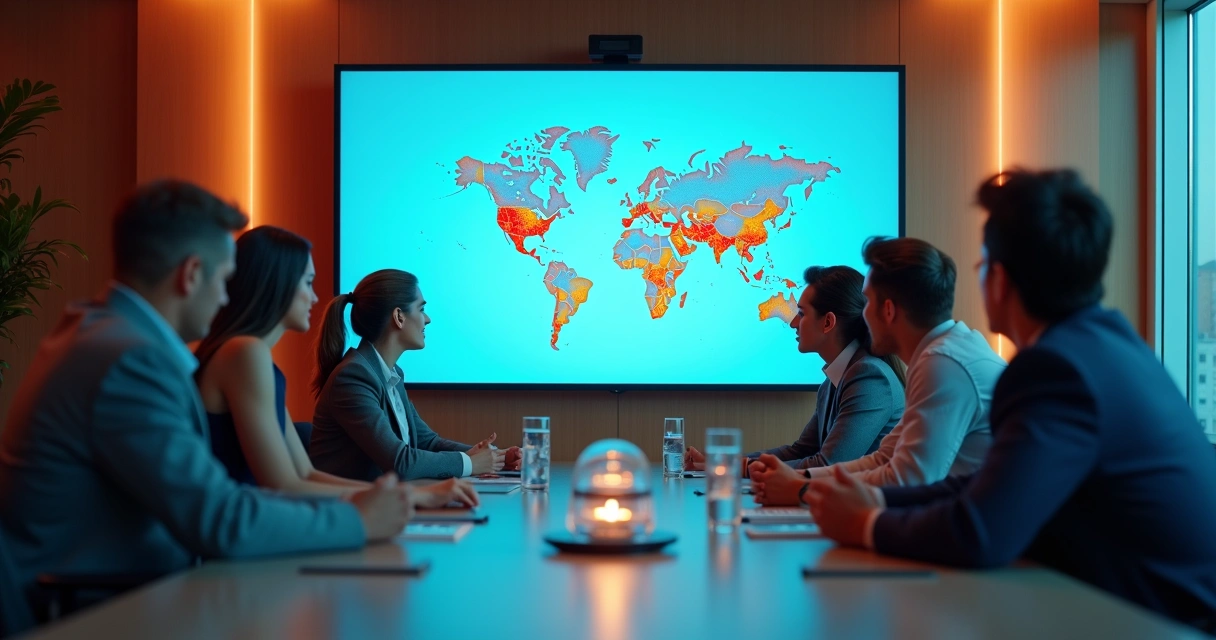 Mapa de calor de engajamento de equipe em ambiente empresarial 