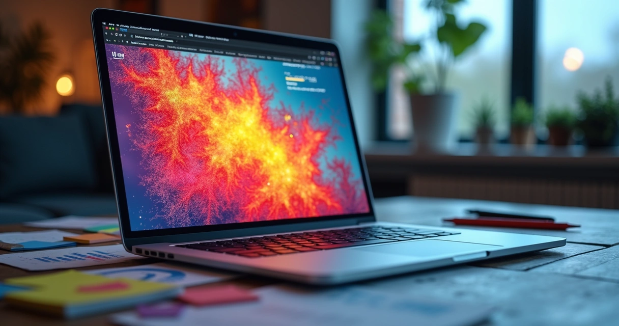 Mapa de calor colorido sobre tela de site 