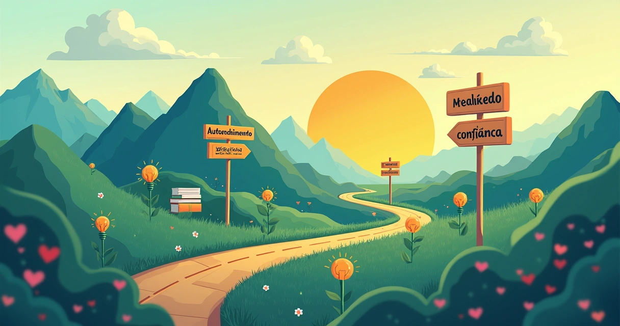 Mapa desenhado com trilha de autoconhecimento representando o crescimento profissional 