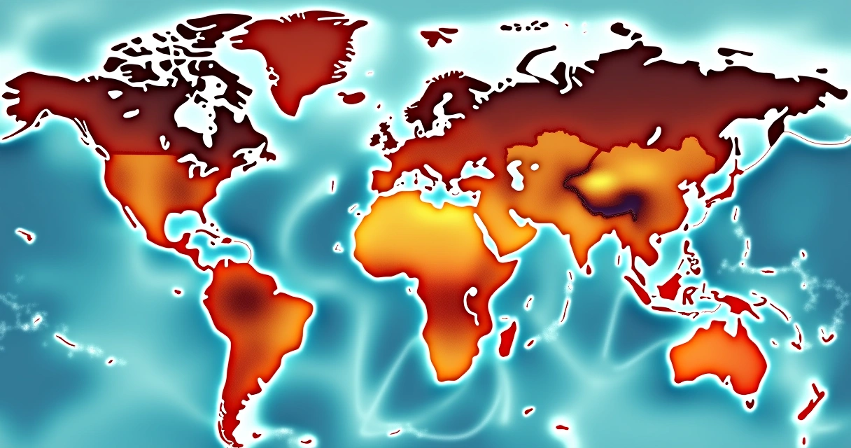 Mapa do planeta mostrando áreas de ocorrência de fósseis em diferentes continentes 