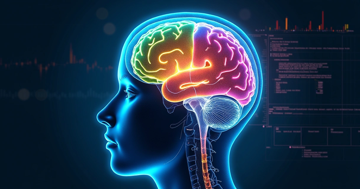 Mapa cerebral colorido em exame de ressonância