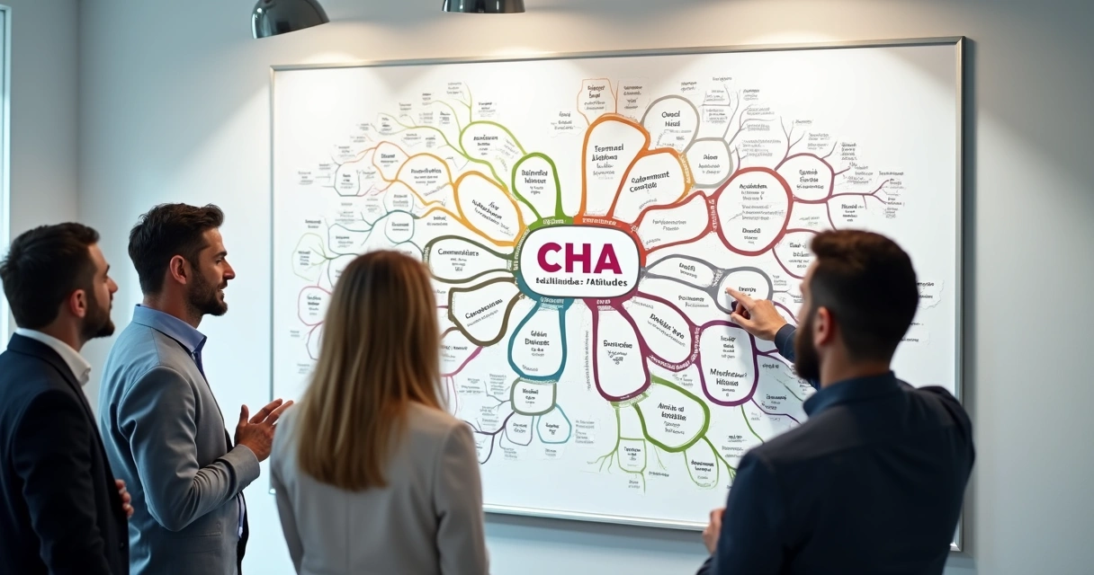 Mapa mental de competências CHA usado para personalizar trilhas 