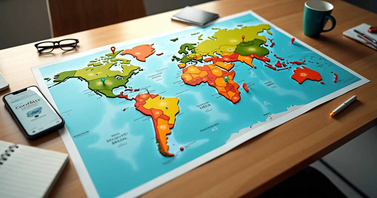 Mapa stylizado do Brasil destacando cidades conectadas por entrega 