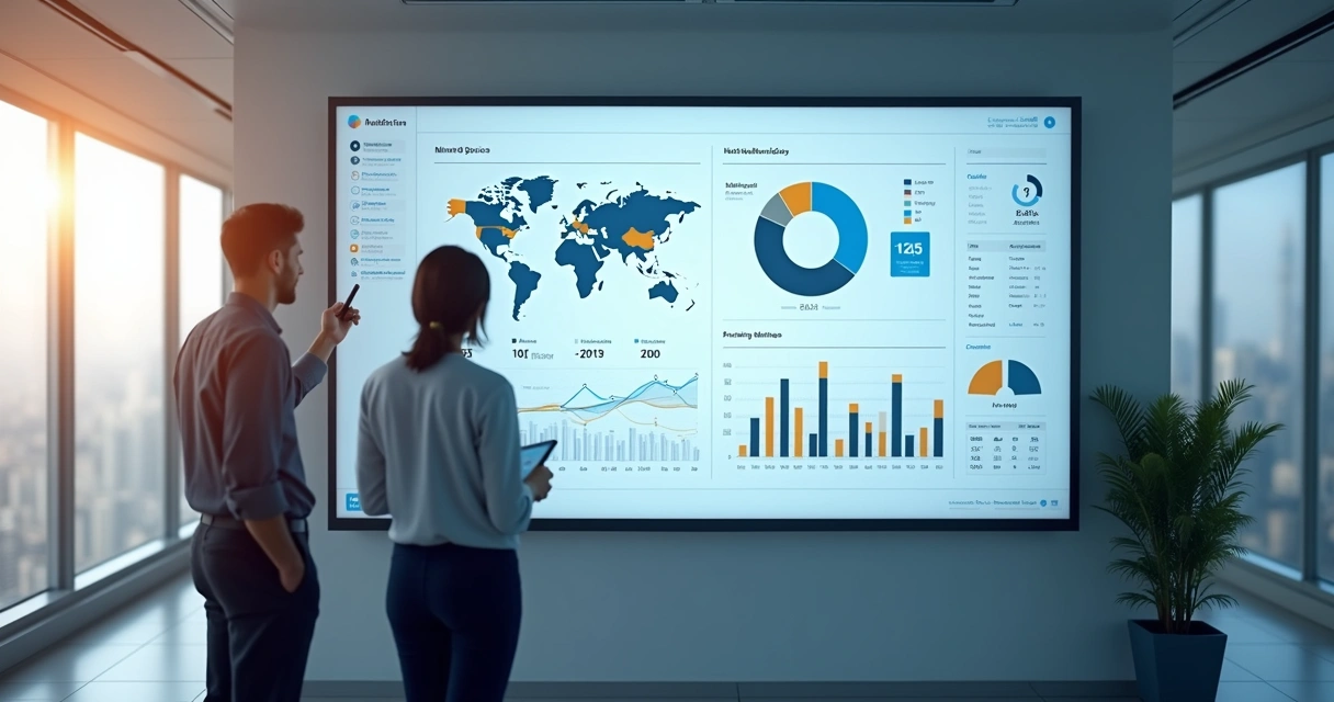 Mapa de análise de perfil de cliente ideal com gráficos e dados em destaque 