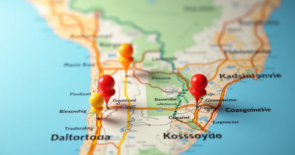 Mapa digital com clínicas auditivas marcadas 